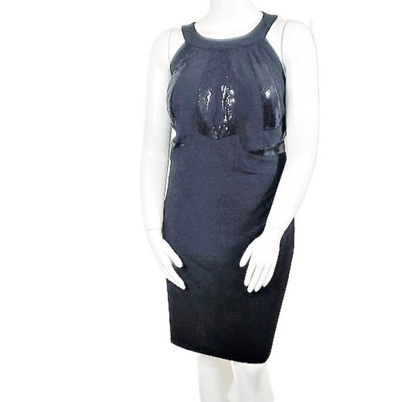 Plus Size Black Sequined Cocktail Dress - Picture 1 of 5